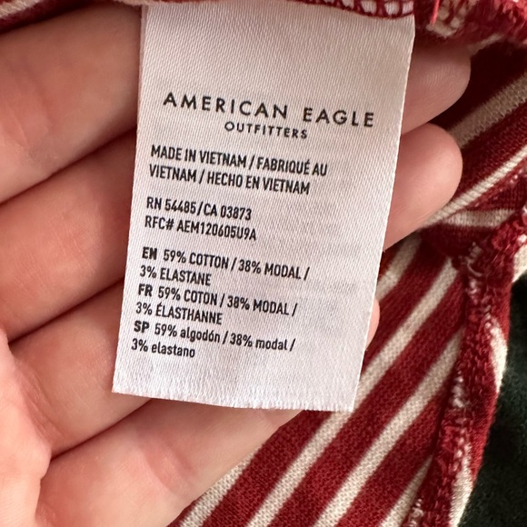 American Eagle Striped Cropped Peplum Top - Picture 4 of 4